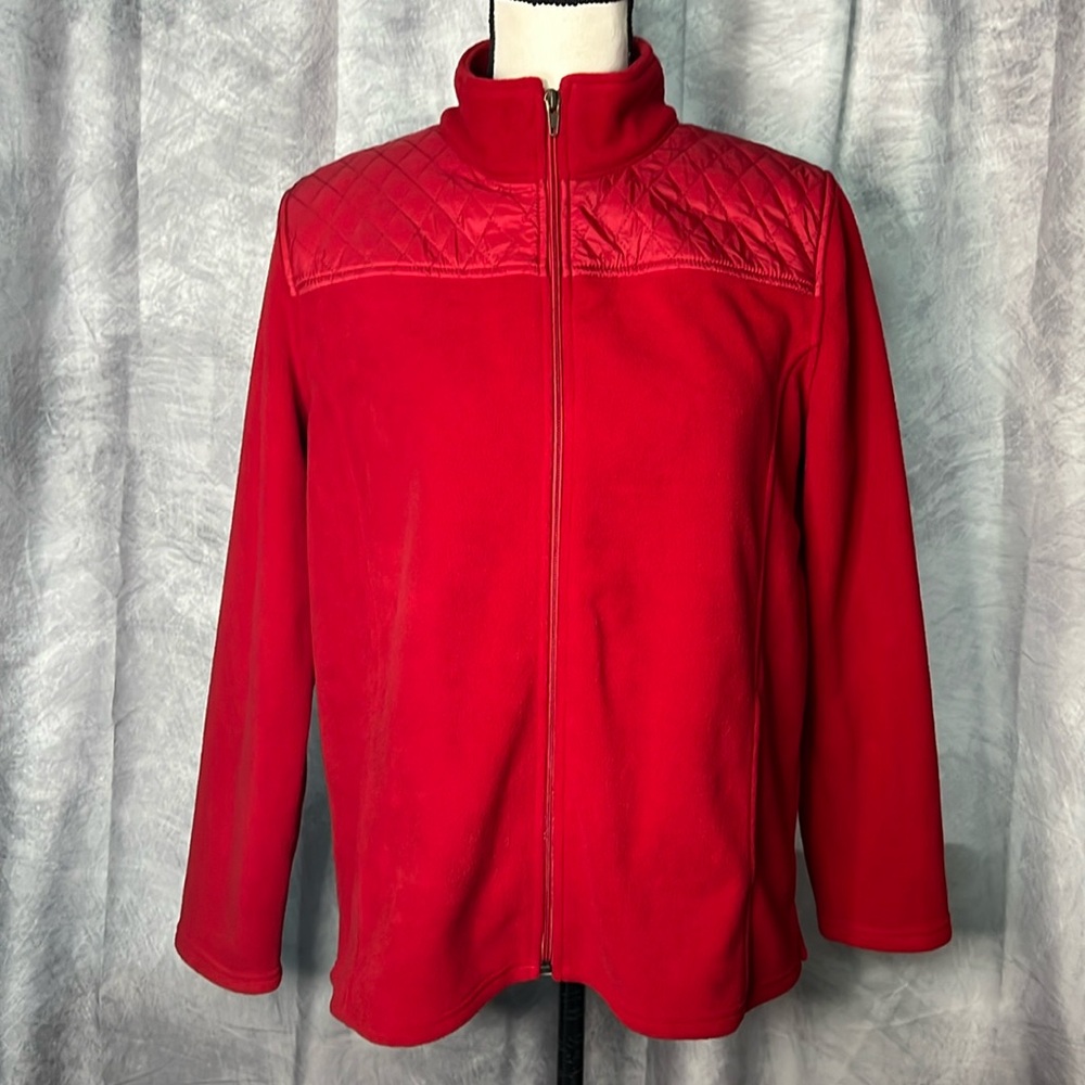 Talbots Red Zip Front Fleece Jacket - LP